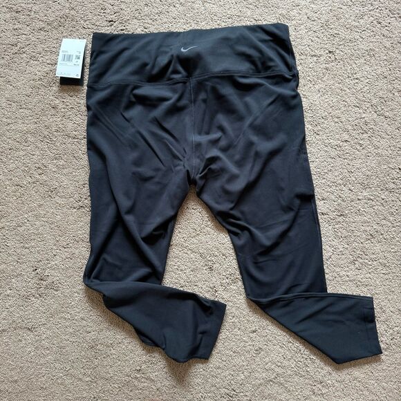 NWT NIKE Women's Black Dri Fit High Rise 7/8 Length Plus Size Pants Leggings - Picture 2 of 6